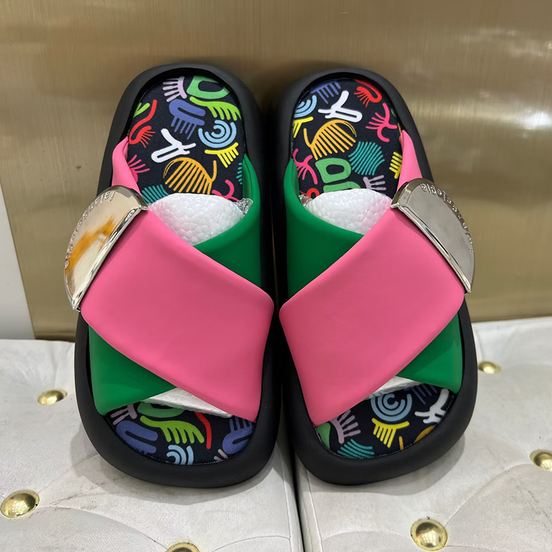 2023 Korea Style Fashion Beach Slippers Cross-strap Female Rome Sandal Platform Buckle Summer Shoes Woman Sandalias Footwear