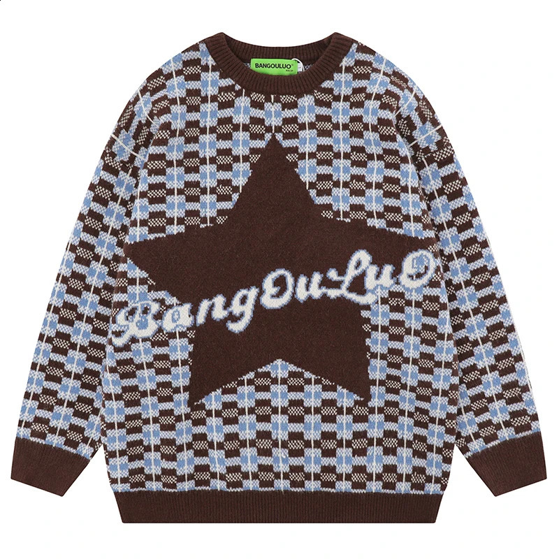 Autumn mens plain weave knitted jumper sweater hip-hop star letter knitted streetwear Harajuku fashion casual zipper knitted clothing 240829