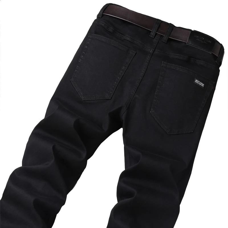 Mens Stretch Black Jeans Classic Style Business Fashion Pure Blue Slimfit Denim Pants Male Casual Trousers 240826Z