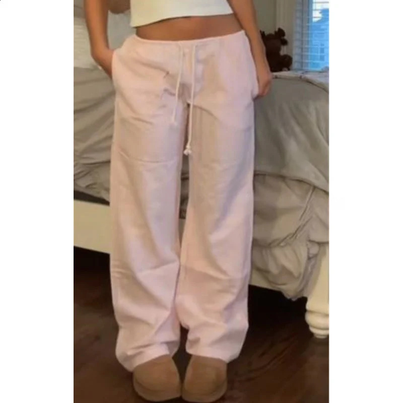 Lounge Pants y2k Clothing Women Striped Drawstring Low Waist Straight Leg Trousers 2000s Aesthetic Clothes Streetwear 240829