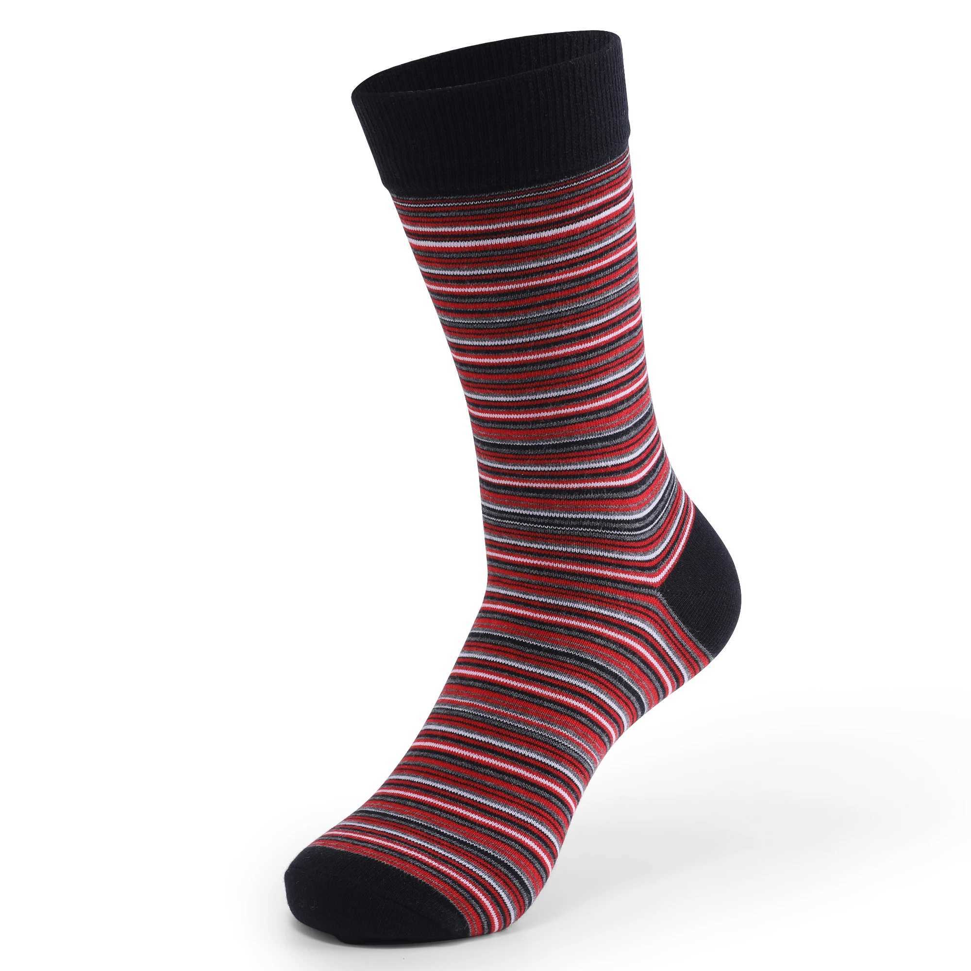 Men's Socks 5 Pairs Mens Fun Dress Socks Pattern Funny Socks Pack Colorful Striped Combed Cotton Novelty Socks Plus Size Males Dress Sock Y240830