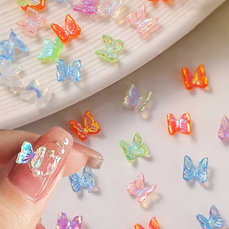 Aurora Glitter 3D Colorful Bow Nail Charm Accessories Jewelry DIY Resin Ergonomic Stickers Nail Decoration Accessories W240829