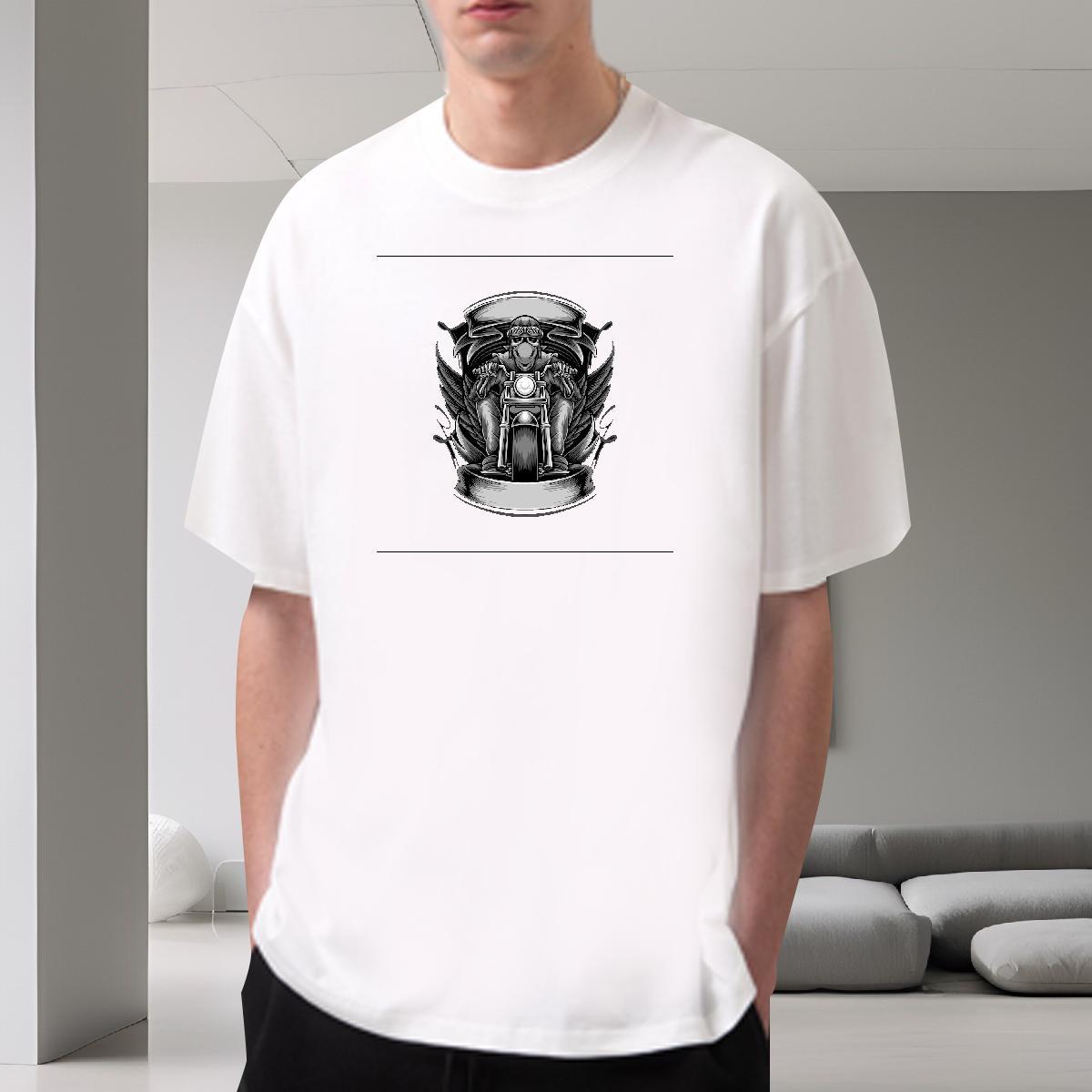 Popular T-Shirts 100% Cotton 230g skull Street Casual DIY Logo Oversized Pure Cotton Men Tees Fashion Wear