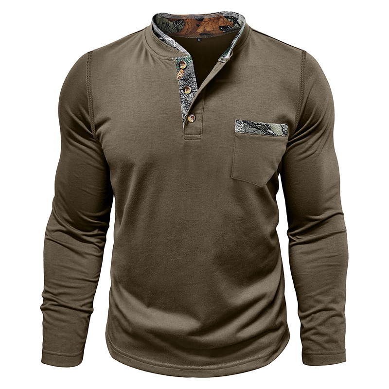 Autumn and Winter Men's Long-sleeved Stand-up Collar T-shirt Top Men's Stand-up Collar Short Sleeve T-shirt