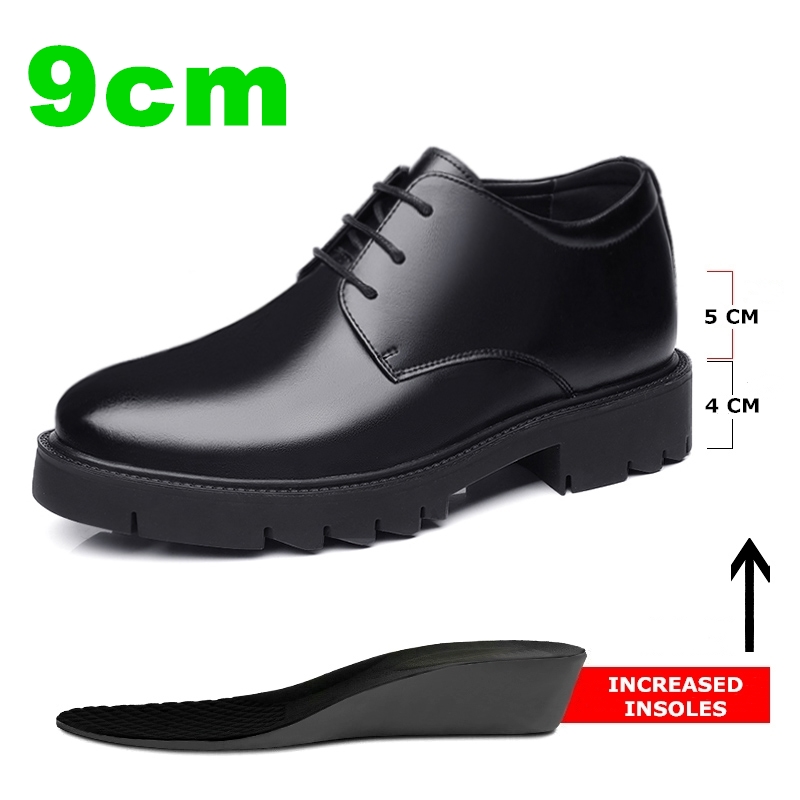 Men's Genuine Leather Oxford Dress With New Height Boost Hot - 4/7/9Cm Platform High Heels, Formal Business Shoes For Work