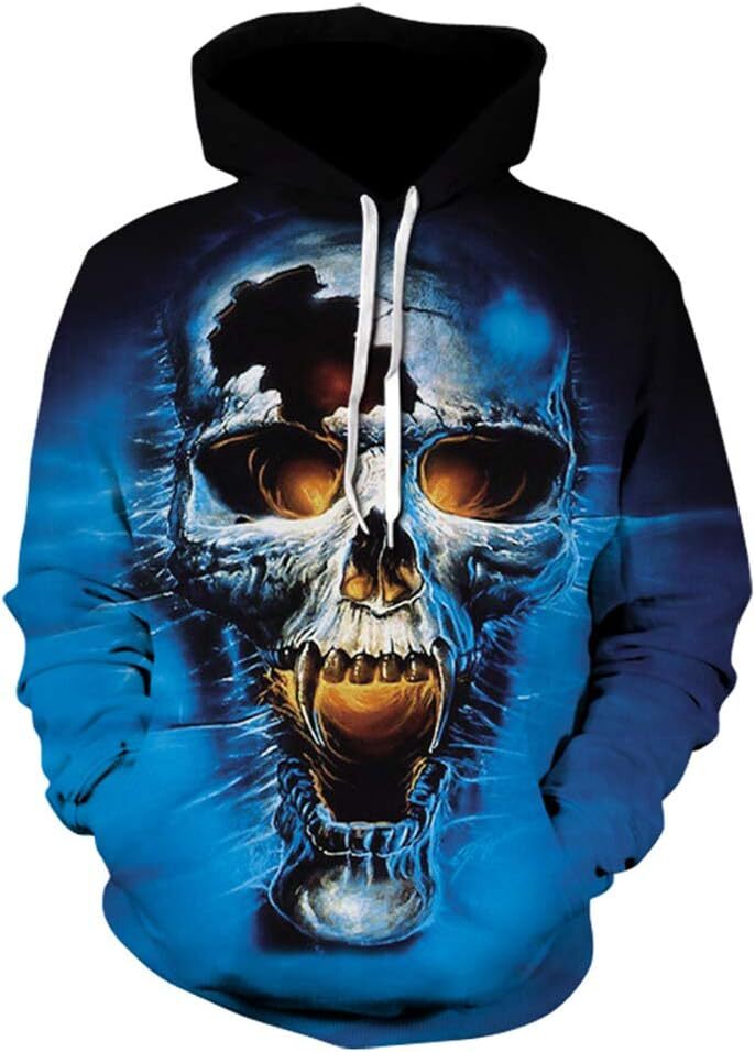 Halloween Hoodie for Mens Womens Unisex 3D Digital Printed Hoodie Novelty Skull Sweatshirt Graphic Pullover fashion