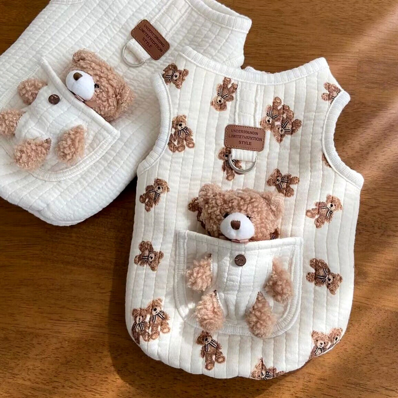 Puppy Clothes Autumn Winter Cat Fashion Desinger Vest Pet Cute Cartoon Soft Shirt Small Dog Harness Chihuahua Poodle Yorhire