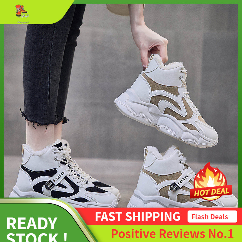 Ddmysports Plush Dad For Women Winter New Korean Edition Warm Igh Top Sports Student Cotton Instagram Shoes A OUTDOOR