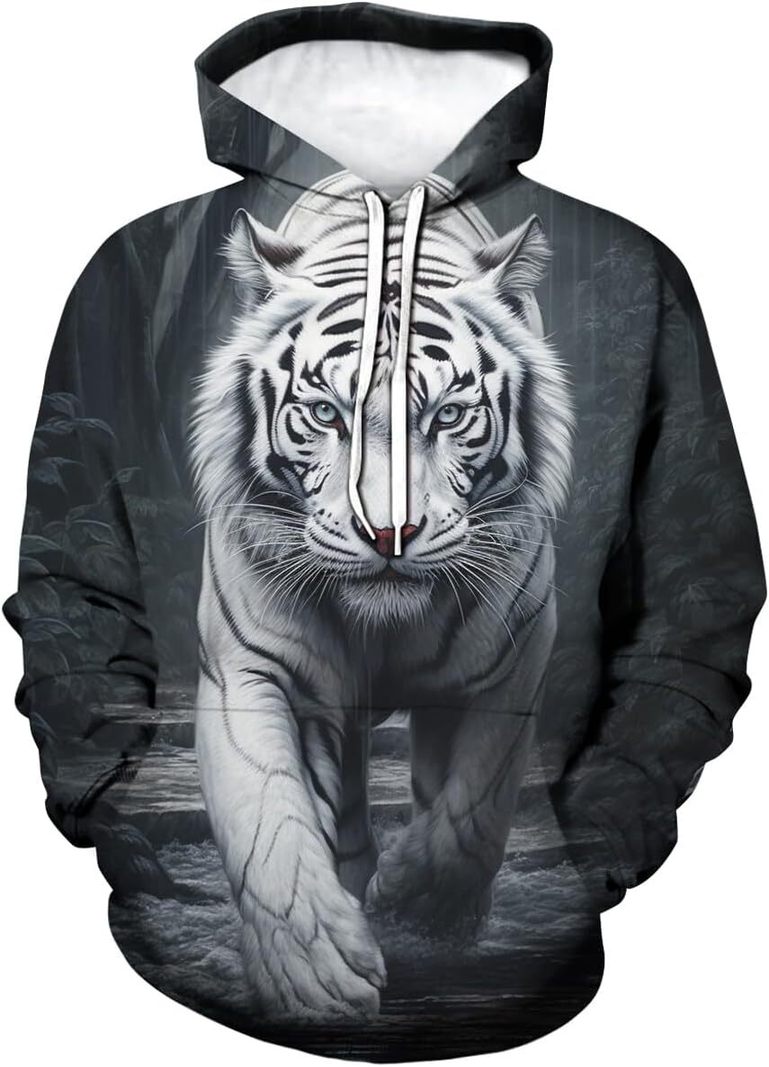 Hoodie for Mens Womens Novelty Tiger Graphic Hoodies Cool hoodies Sweatshirt Pullover for Men Graphic Hoodies sweatshirt Pullover Long Sleeve