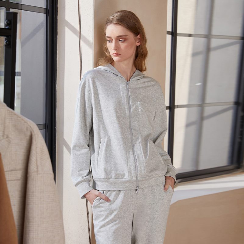 K1687L Autumn Basic Simple High Quality Womens Clothing 95% Pure Cotton Sweater Hoodie 240827
