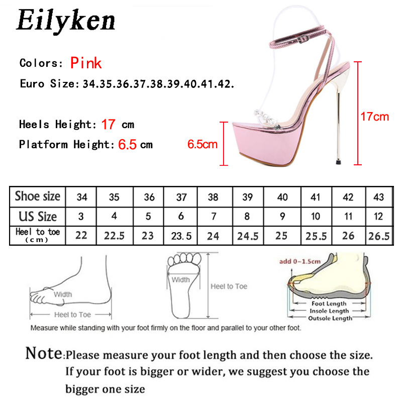 Eilyken Pink Sweet Ankle New Buckle Strap Women's Sandals PVC Quality Transparent Crystal Platform Summer Fashion High Heels Wedding Shoes 7Ecc