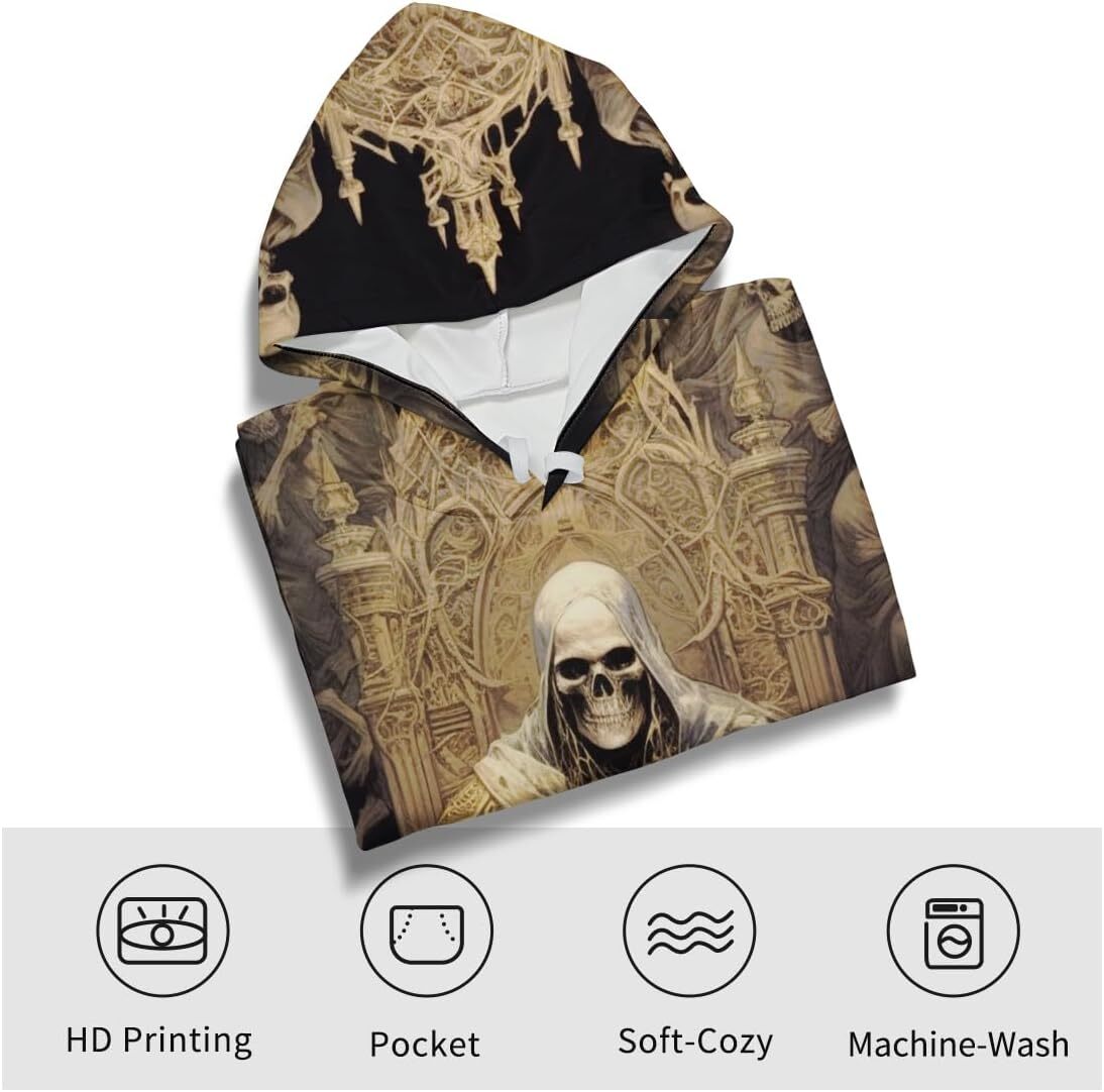 Halloween Hoodie for Mens Womens Novelty Skull Print Hoodie Sweatshirt Pullover with Pocket Graphic Hoodies sweatshirt Pullover