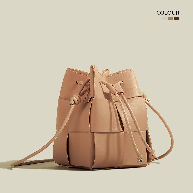 Small Drawstring Bucket Crossbody hot Bag - Woven Handbag for Women