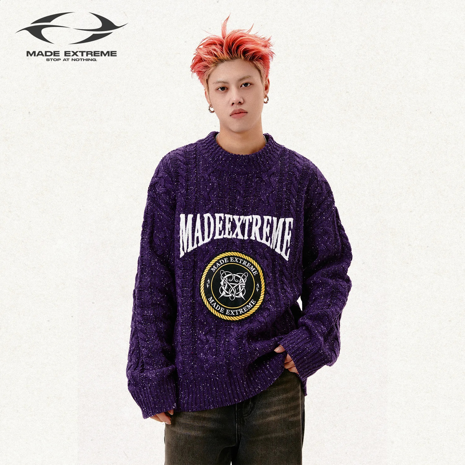 Creating Extreme Campus Classic Retro Thick Twisted Snowflake Sweater for Couples 240829