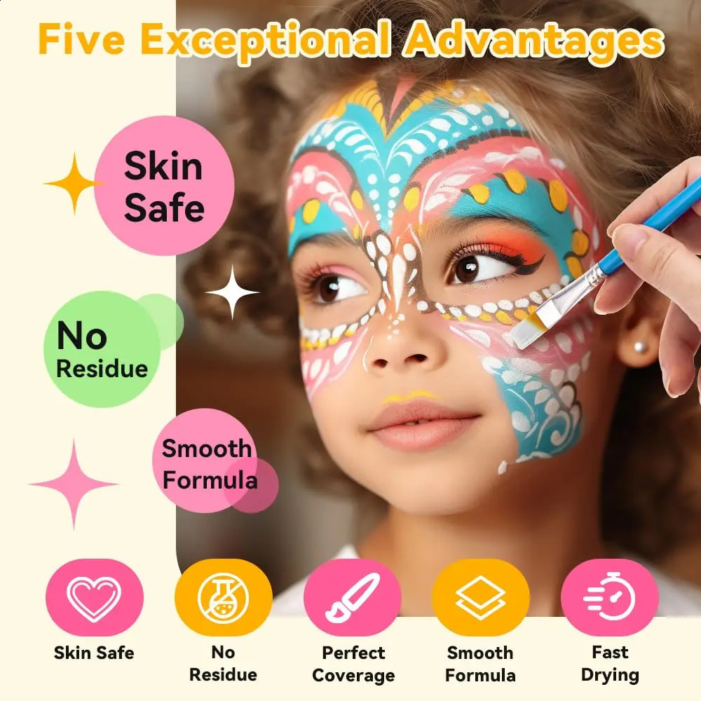 Children and adults body and painting kit 10 color makeup palettes with brushes Halloween carnival artist role-playing art party 240829