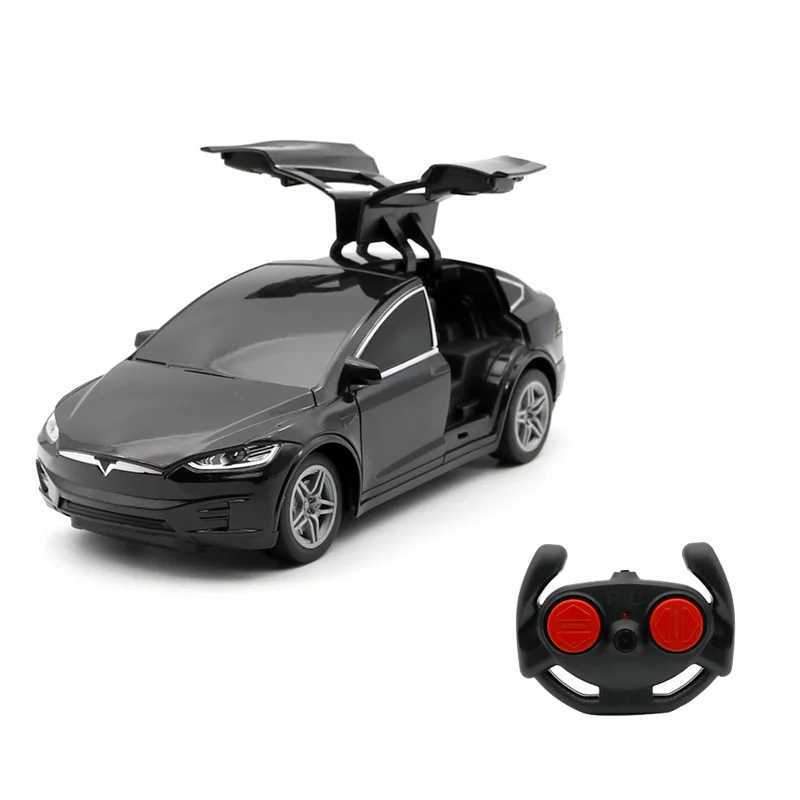 Tesla RC four way remote control car manual double door 1 24 model childrens toy car with light holiday gift W240829