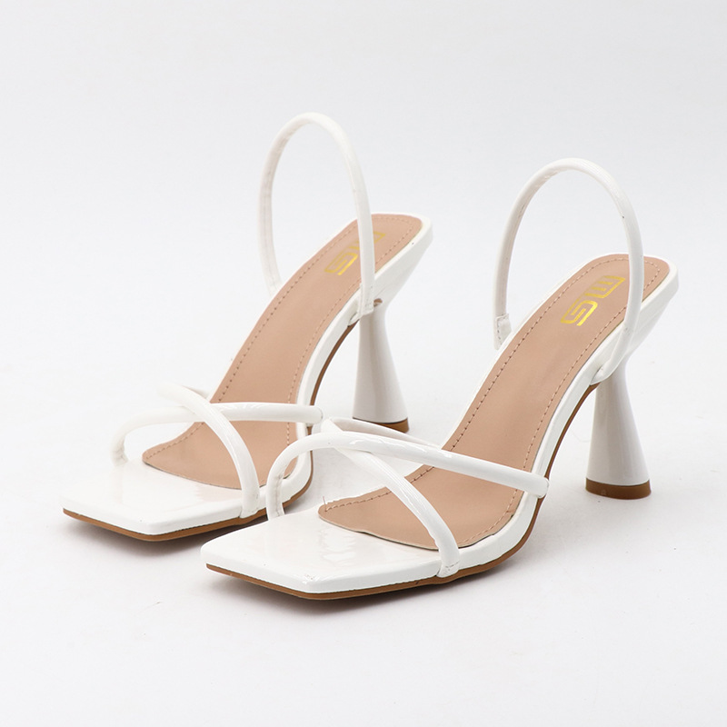 2023 Chunky Heel Back Strap Sandals Women Square Toe Heels Slippers Sexy Summer Gladiator Sandals Ankle Strap Heels for Women