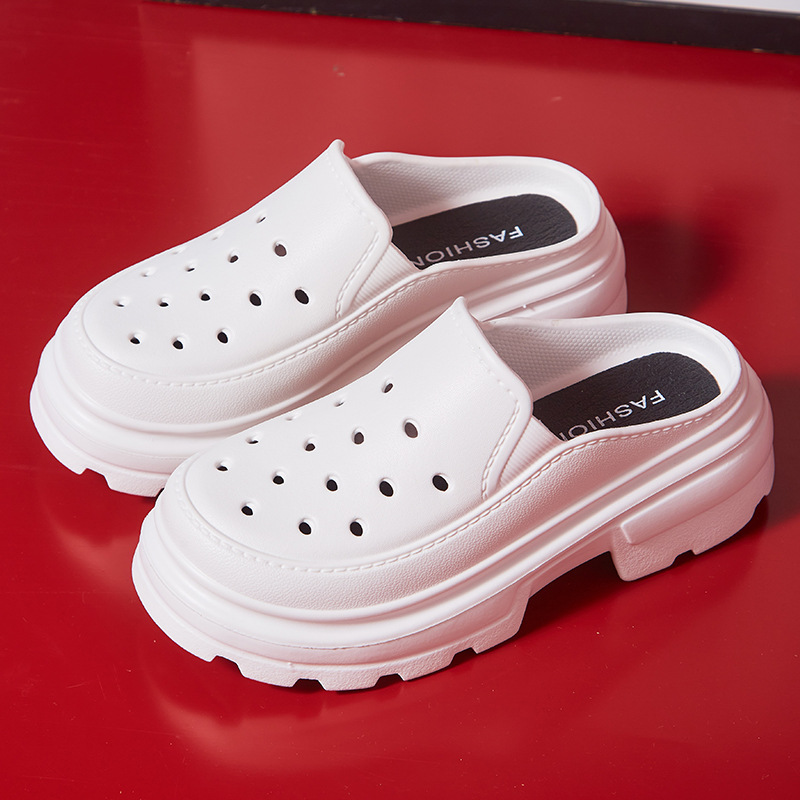 Comwarm Soft Thick Bottom Clogs Sandals Women Summer High Heels Shoes Fashion Hole Shoes Outdoor Beach Slippers Garden Shoes