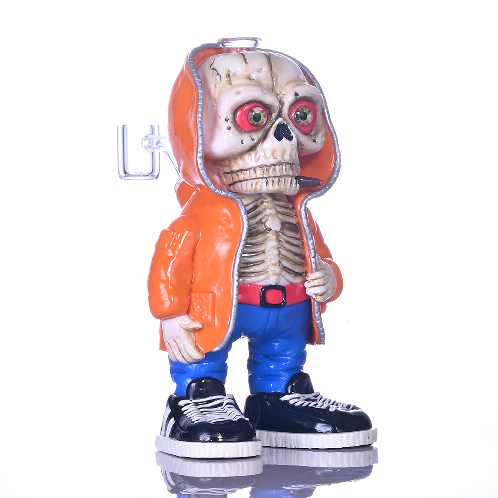 Colored Polymer Clay Glass Pipe,3D Cute Skeleton Boy,Borosilicate Glass Bong,Glass Hookah,Glass Water Pipe,Handmade Crafts,Holiday Gifts,Smoking Acces