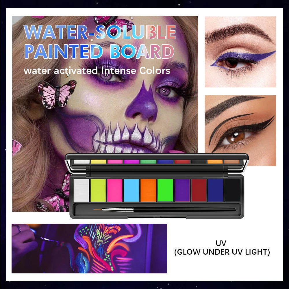 Luminous Painting Eyeshadow for Ai Robot Makeup Body eye shadow Halloween Party Makeup eyeliner Science Fiction Film 240829