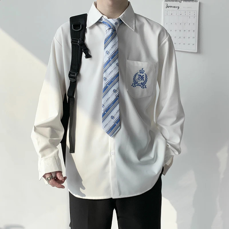 Korean College Style Orthodox DK 2 Pieces Japanese Student White Shirt for Men High School Uniform Jk Seifuku Top Tie 240827