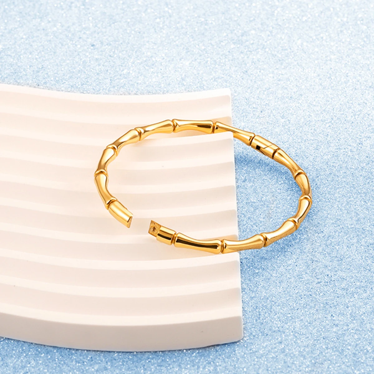 Hot sellering Stainless Steel 18K Gold Color Bamboo Cuff Bracelets Bangles for Woman Wedding Female Luxury Bracelets Jewelry Gift designer bracelet fo