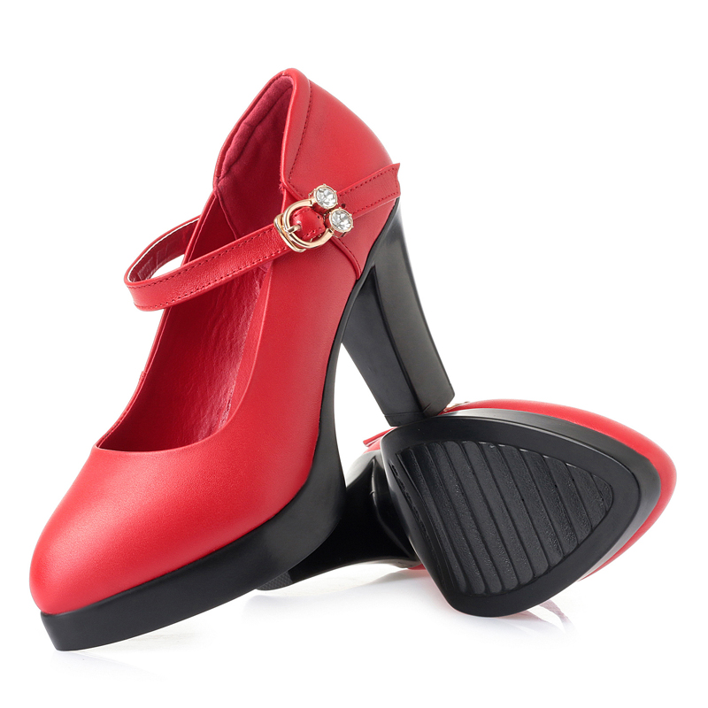 AIYUQI Women Spring Shoes High Heel 2024 New Women Platform Genuine Leather Fashion Red Wedding Shoe Dress Shoes Women