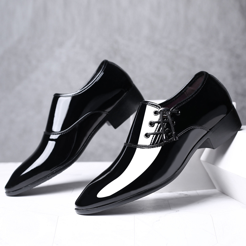 Trending Italian Patent for Business Shoe Lace Up Oxfords Plus Size Male Wedding Party Shoes Men Black Leather b5e4