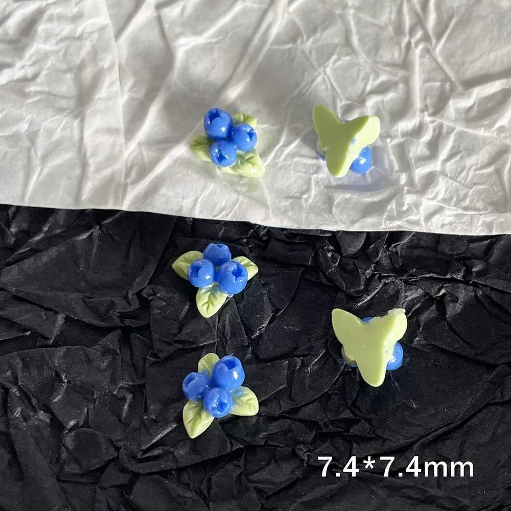 Creative Cute Blueberry Knickknack Kawaii A Cluster Fruit Buds Resin Trinkets Nail gel Polish Adorn Ornaments 404art W240829