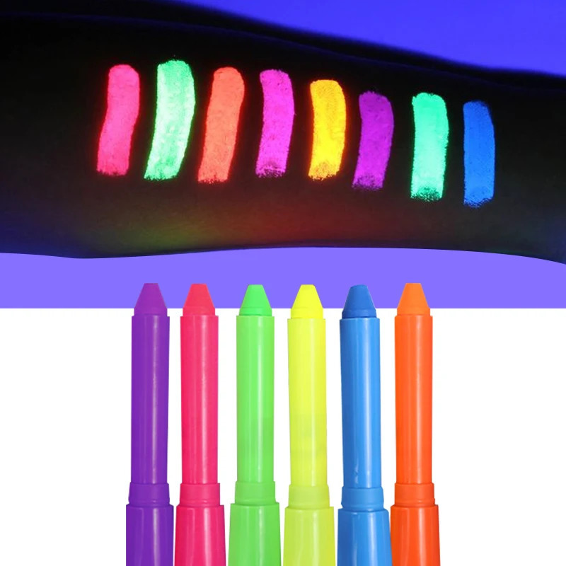 6-color luminous face painting UV neon party decoration face body painting crayon kit fluorescent makeup mark 240829