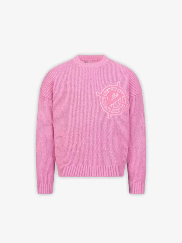 Mens waist letter printed O-neck sweater loose long sleeved solid warm pull jumper autumn fashion mens knitted sweater 240829