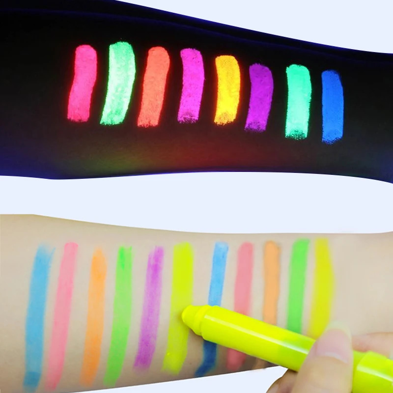 6-color luminous face painting UV neon party decoration face body painting crayon kit fluorescent makeup mark 240829