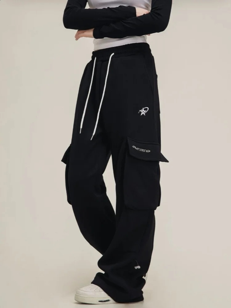 Deeptown Y2k retro streetwear high waist wide leg pocket pants American Grunge hiphop oversized sports summer 240827