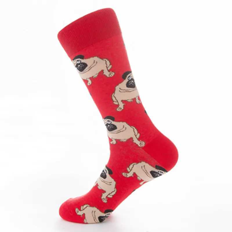 Men's Socks 5 pairs of socks plus size autumn and winter new colorful dog socks mens mid-tube casual cotton socks wholesale Y240830ZUJS