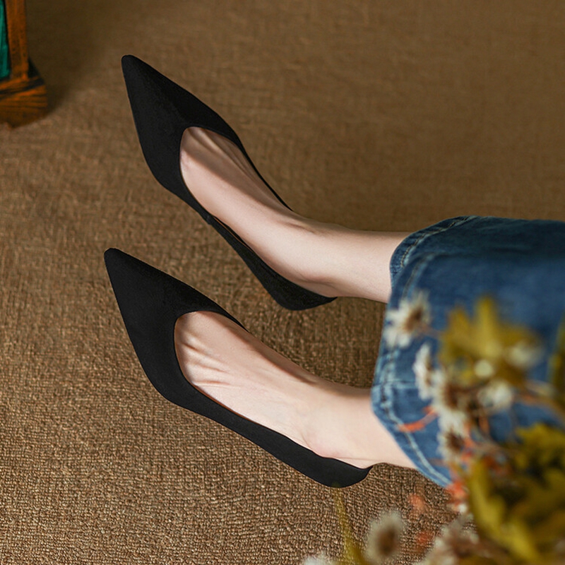 Leather Suede 2023 Spring Elegent Women Pumps Pointed Toe Thin Heel High Heels Leopord Handmade Shoes atos mujer acc1 s