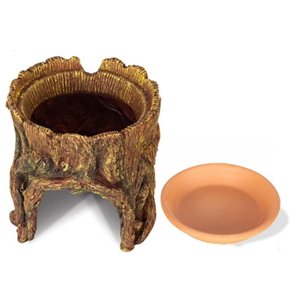 Resin Reptile Hide Cave Moisture Keeping Reptile Cave Basin Humidifying Garden Stump Decoration For Reptile Amphibians