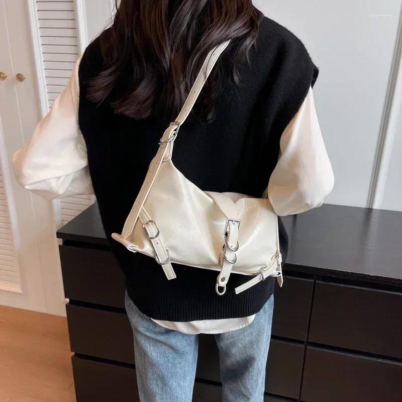 Shoulder Bags Y2K Vintage Designer Elegant Red Pu Leather Buckle Wallets Bag Aesthetic Purse Crossbody Handbag Tote Women