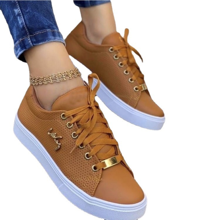 Decor Lace-up Sneakers Platform Chain Casual Shoe Design Vulcanized Shoes Women Student Skatboard