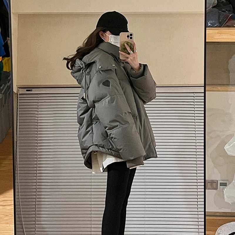 Women's Down Parkas Womens oversized inflatable jacket zipper winter hooded park loose and thick winter apron cotton jacket casual jacket Y240824