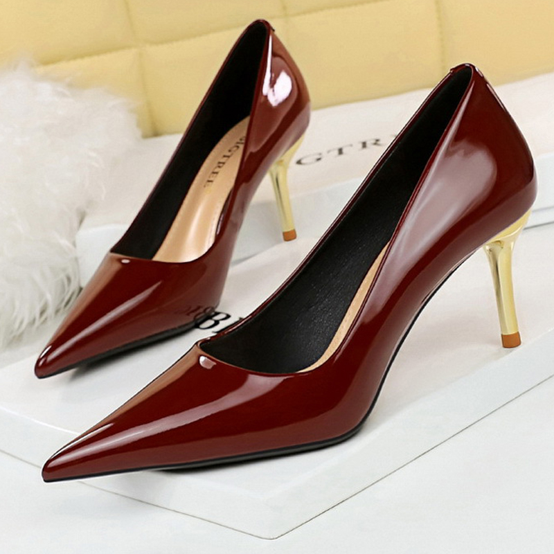 BIGTREE Shoes Woman Pumps Patent Leather High Heels Shoes Women Occupation OL Office Shoes Stiletto Women Heels Plus Size 43