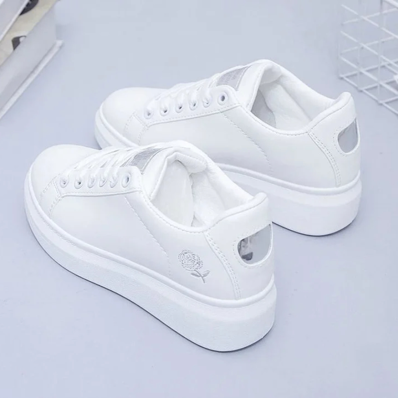 New Spring 2024 Tenis Feminino Lace-up White Woman PU Leather Solid Color Female Casual Women Shoes Sneakers cf55