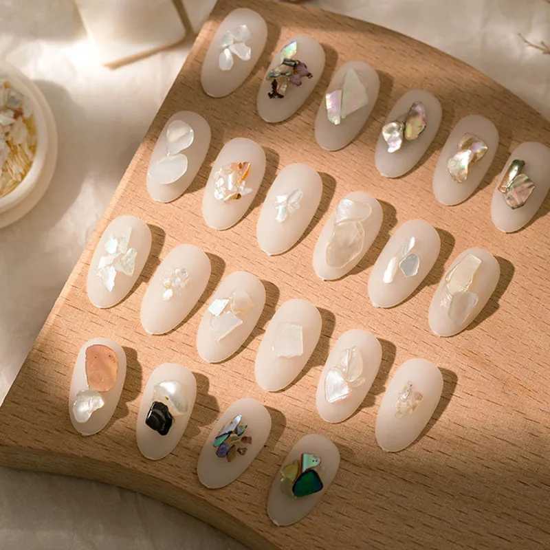 1 box of natural shell nail decoration sheet nail accessories non artistic painting chrome stone chameleon sheet nail drill 3D W240829