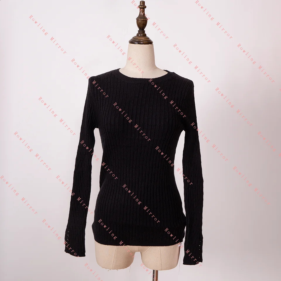 ZESSAM Solid Knit Women TShirt Summer ONeck Long Sleeve Vertical Stripe Slim Fit Button Lady Pullover Casual Vintage Femme Top 240827