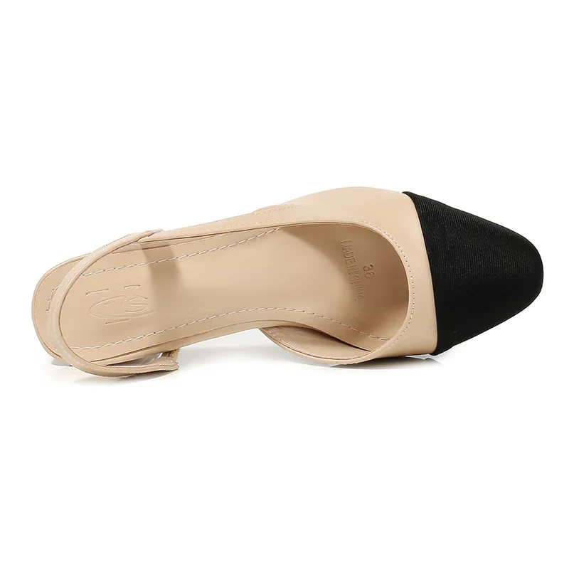 New Pointed Toe Sandals Fashion Low Square Heels Flat Shoes Korean Color Matching Party Ladies Shoes Chaussure Femme