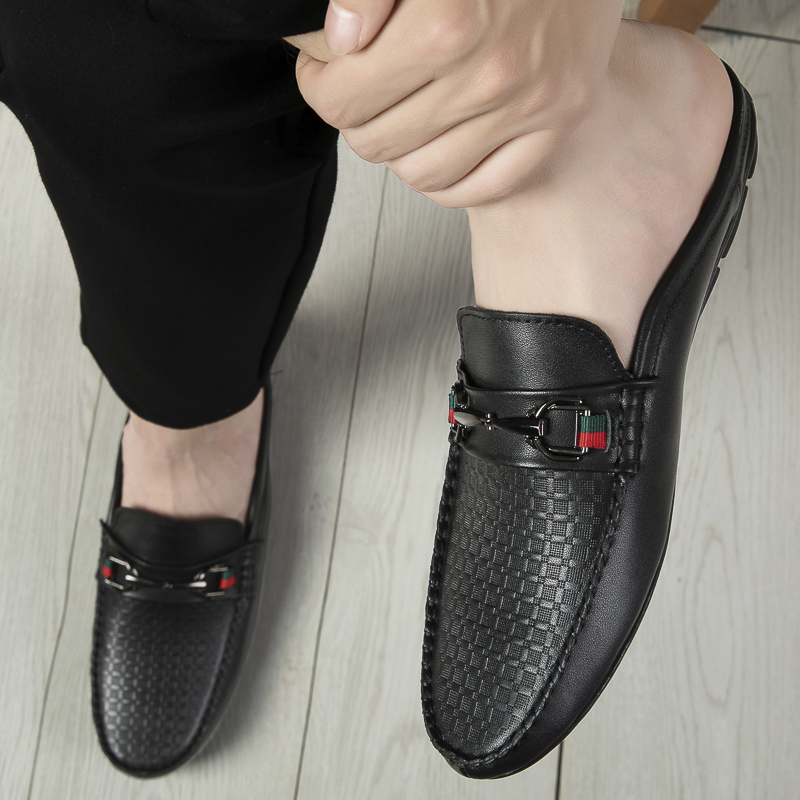 New Summer Business Men Genuine Leather Half Slippers Breathable Casual Outdoor Loafers Men's Shoes 0c8c 's