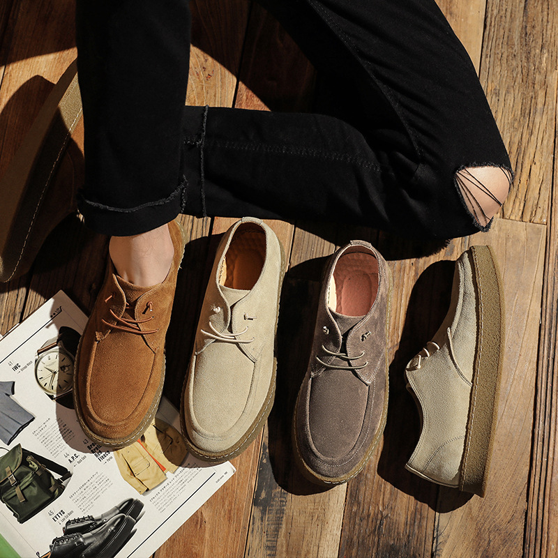 Casual Men's Lace-up Shoes Cow Suede Genuine Leather Mens Comfortable Driving Flats Men Classic Outdoor Oxfords aa47