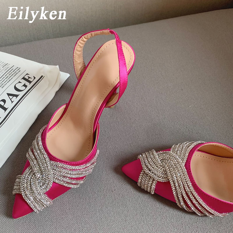 Eilyken New New Spring Woman Pumps Crystal Rhie Pointed Toe High Heels Shoes Sexy Party Strippers Stiletto Sandals 42c3