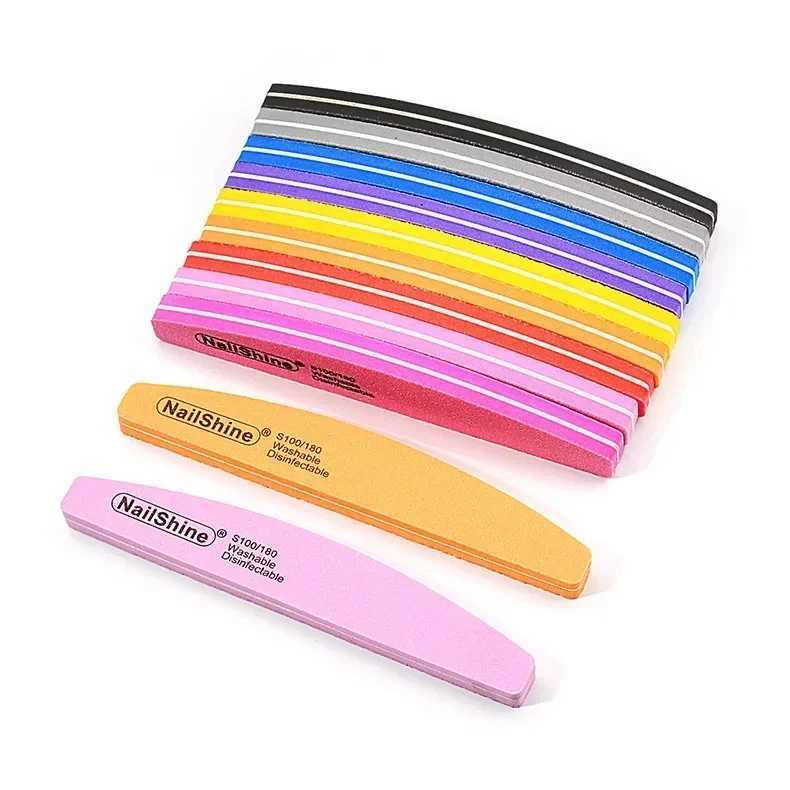 10Pc double-sided nail file block 100/180 grit sponge nail polishing buffer sanding machine nail polishing tool W240829