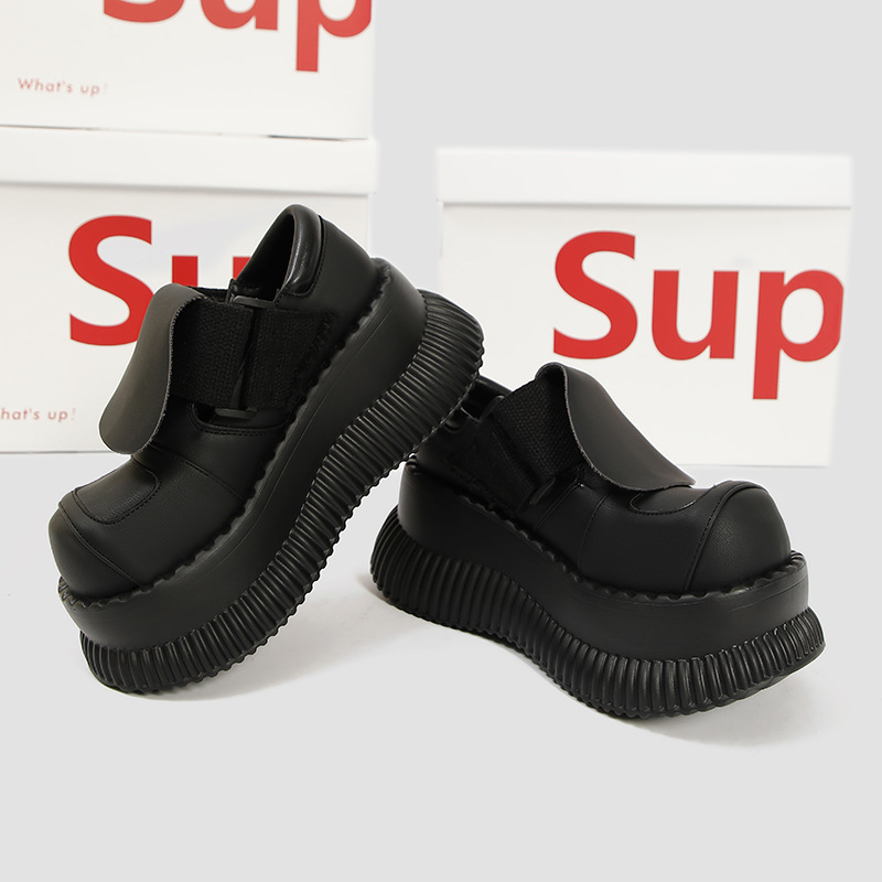 d7f78 Black Pumps Mary-Jane Platform Round Closed Toe Ankle Strap Women's Fashion Chunky Heels Lolita New College Shoes