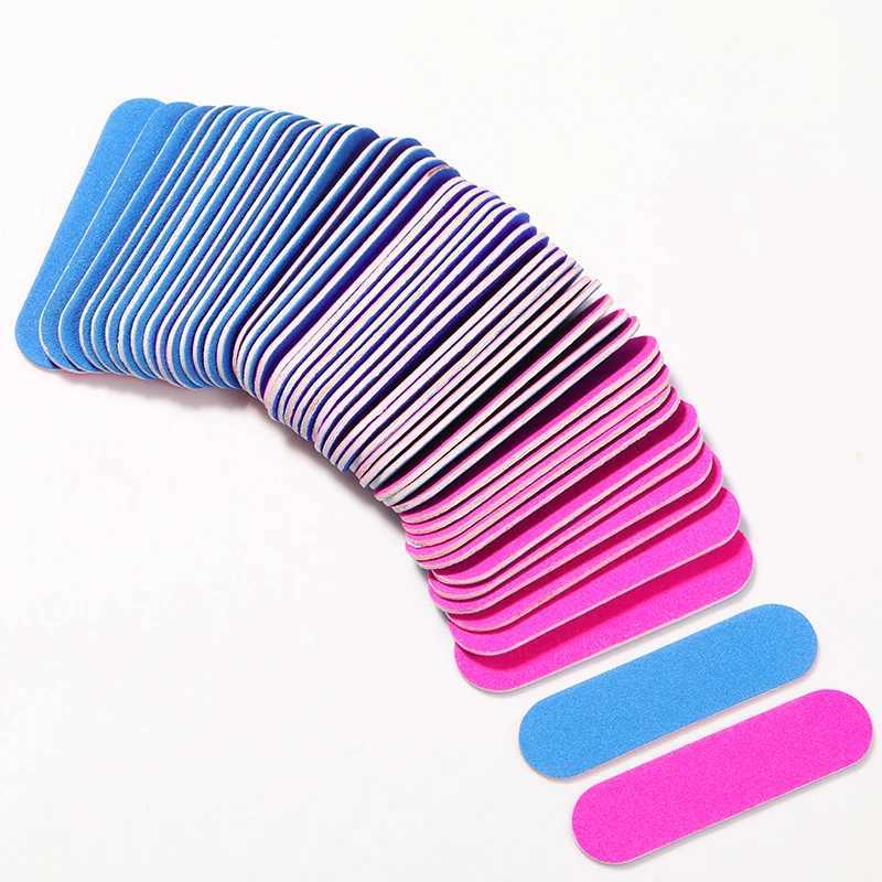 Blue/Rose Red Mini Double sided Nail File Sandpaper Disposable Nail Equipment Accessories Buffer Files Handmade Nail Art Tools W240829
